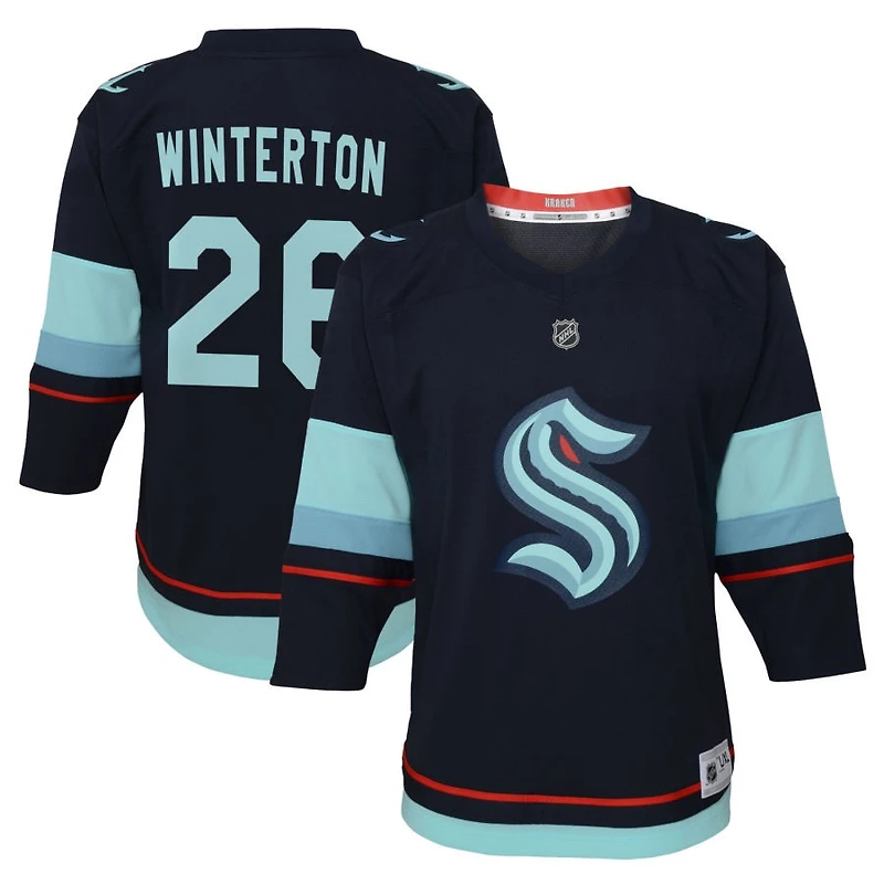 Ryan Winterton Youth Navy Seattle Kraken Home Replica Custom Jersey