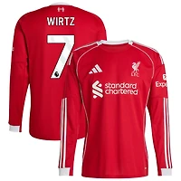 Florian Wirtz Men's adidas  Red Liverpool 2025/26 Home Custom Replica Long Sleeve Jersey