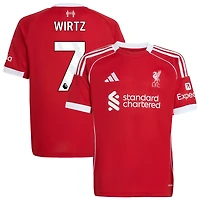 Florian Wirtz Youth adidas  Red Liverpool 2025/26 Home Custom Replica Jersey