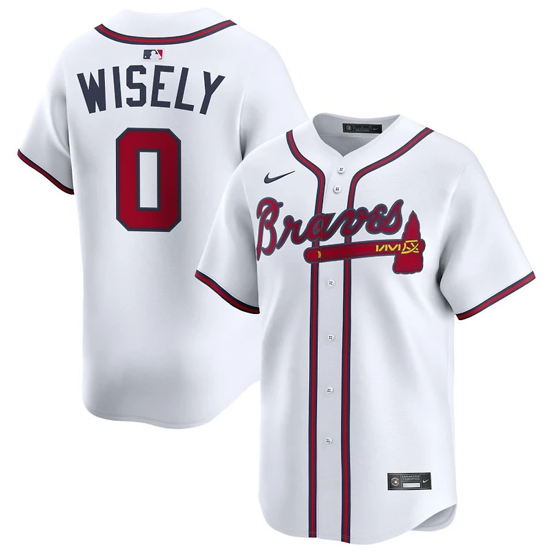 Brett Wisely Men's Nike White Atlanta Braves Home Limited Custom Jersey