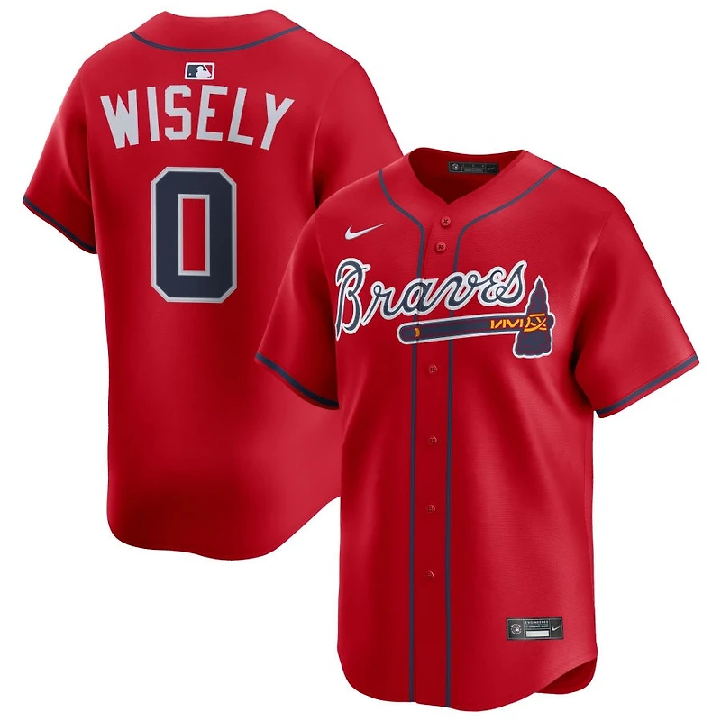 Brett Wisely Men's Nike Red Atlanta Braves Alternate Limited Custom Jersey