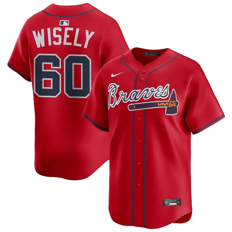 Brett Wisely Men's Nike Red Atlanta Braves Alternate Limited Custom Jersey