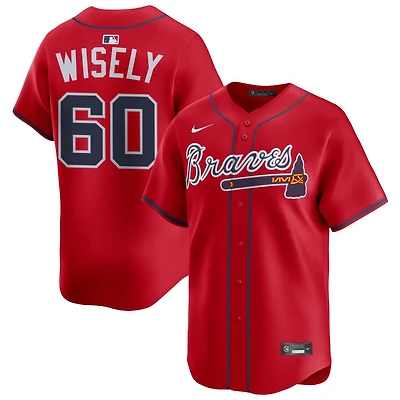 Brett Wisely Men's Nike Red Atlanta Braves Alternate Limited Custom Jersey