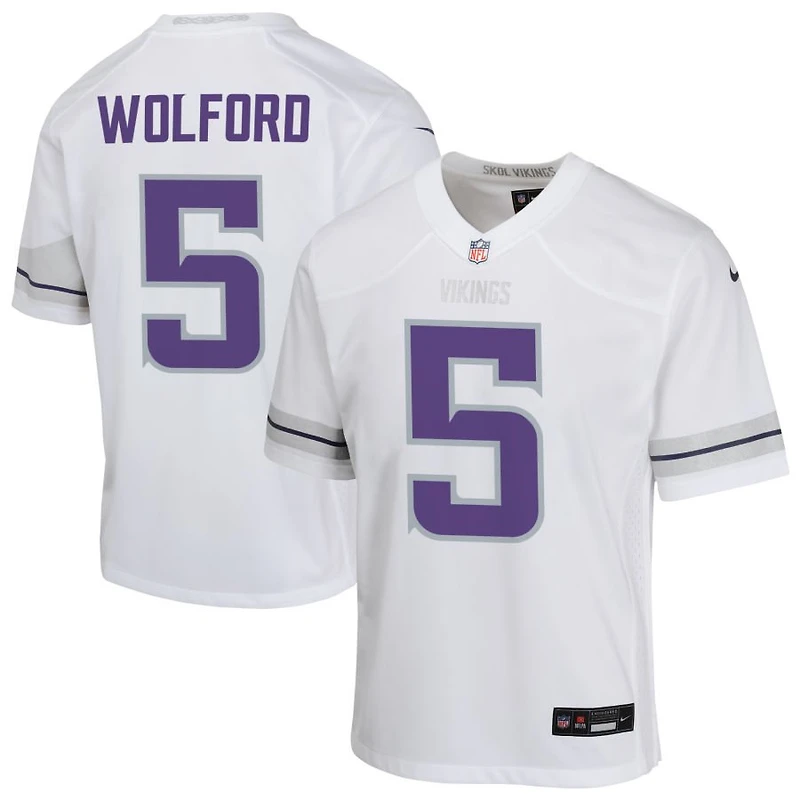 John Wolford Youth Nike White Minnesota Vikings Alternate Custom Game Jersey