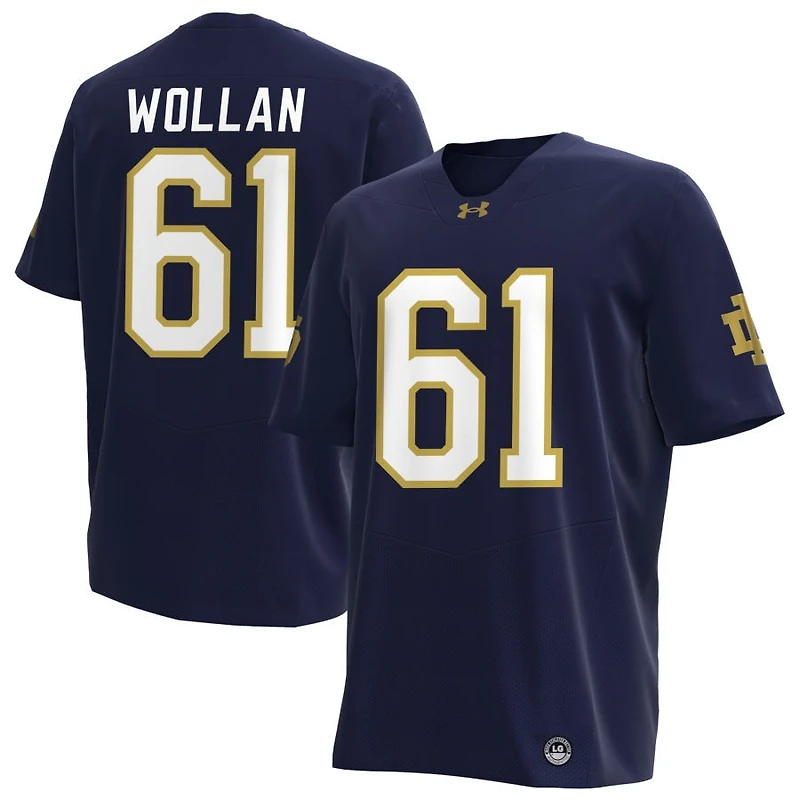 Robbie Wollan Men's Under Armour Navy Notre Dame Fighting Irish NIL Pick-A-Player Replica Football Jersey