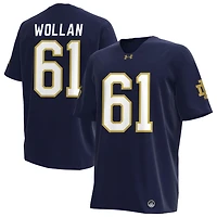 Robbie Wollan Men's Under Armour Navy Notre Dame Fighting Irish NIL Pick-A-Player Replica Football Jersey