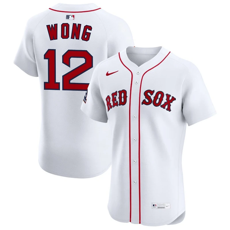 Connor Wong Men's Nike White Boston Red Sox Home Elite Sponsor Patch Custom Jersey