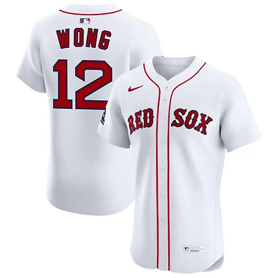 Connor Wong Men's Nike White Boston Red Sox Home Elite Sponsor Patch Custom Jersey
