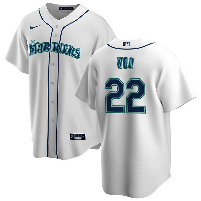 Bryan Woo Men's Nike White Seattle Mariners Home Replica Custom Jersey