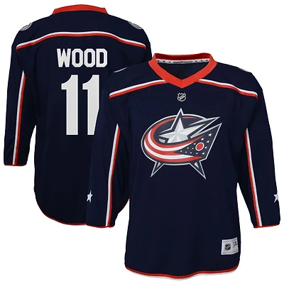 Miles Wood Youth  Navy Columbus Blue Jackets Home Replica Custom Jersey