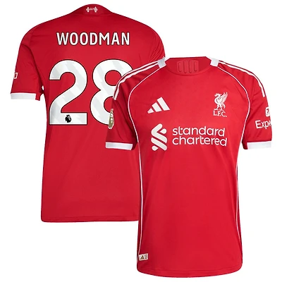 Freddie Woodman Men's adidas Red Liverpool 2025/26 Home Custom Authentic Jersey