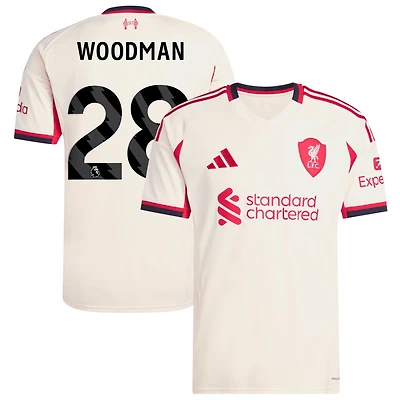 Freddie Woodman Men's adidas  White Liverpool 2025/26 Away Replica Custom Jersey