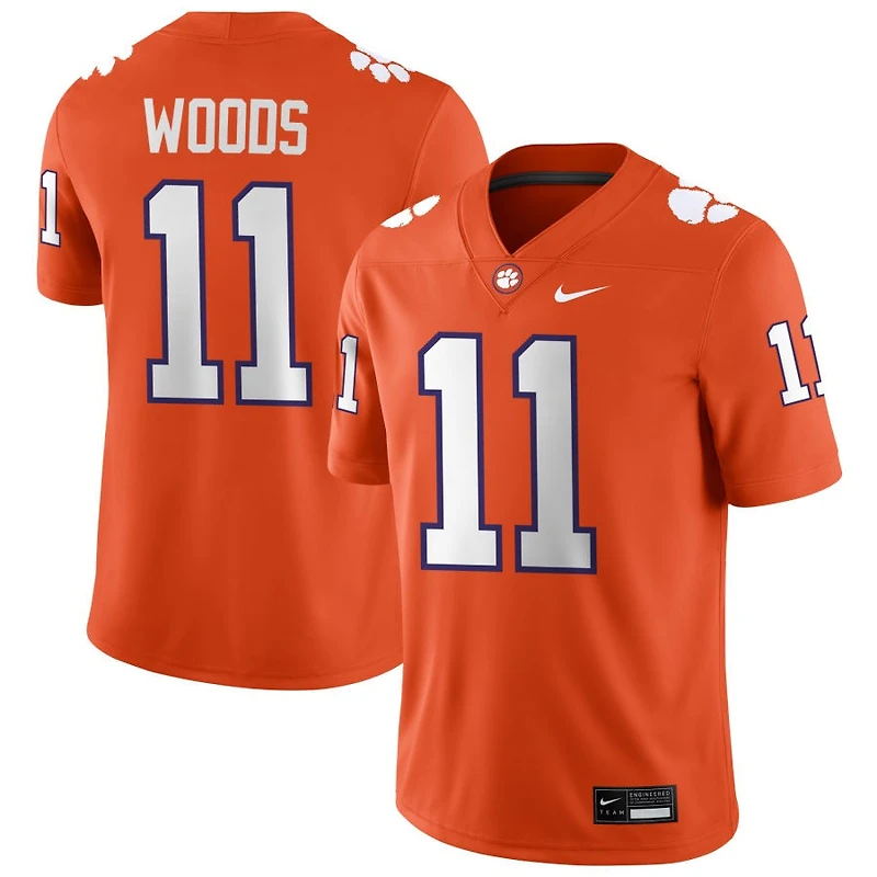 Peter Woods Men's Nike Orange Clemson Tigers NIL Pick-A-Player Game Jersey