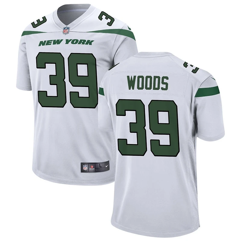 JT Woods Men's Nike White New York Jets Custom Game Jersey