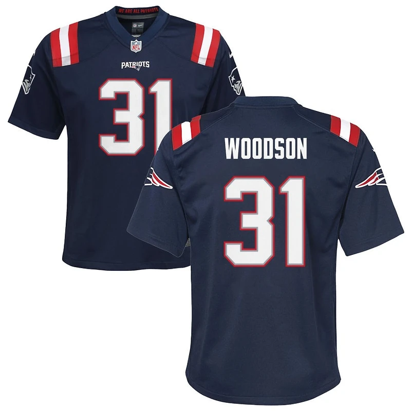 Craig Woodson Youth Nike Navy New England Patriots Custom Game Jersey