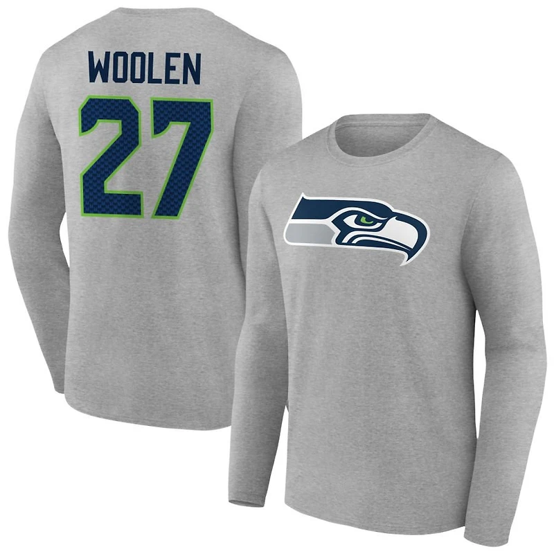Men's Gray Seattle Seahawks Team Authentic Personalized Name & Number Long Sleeve T-Shirt
