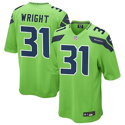 Jacardia Wright Men's Nike Neon Green Seattle Seahawks Alternate Custom Game Jersey