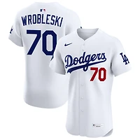 Justin Wrobleski Men's Nike White Los Angeles Dodgers Home Elite Sponsor Patch Custom Jersey