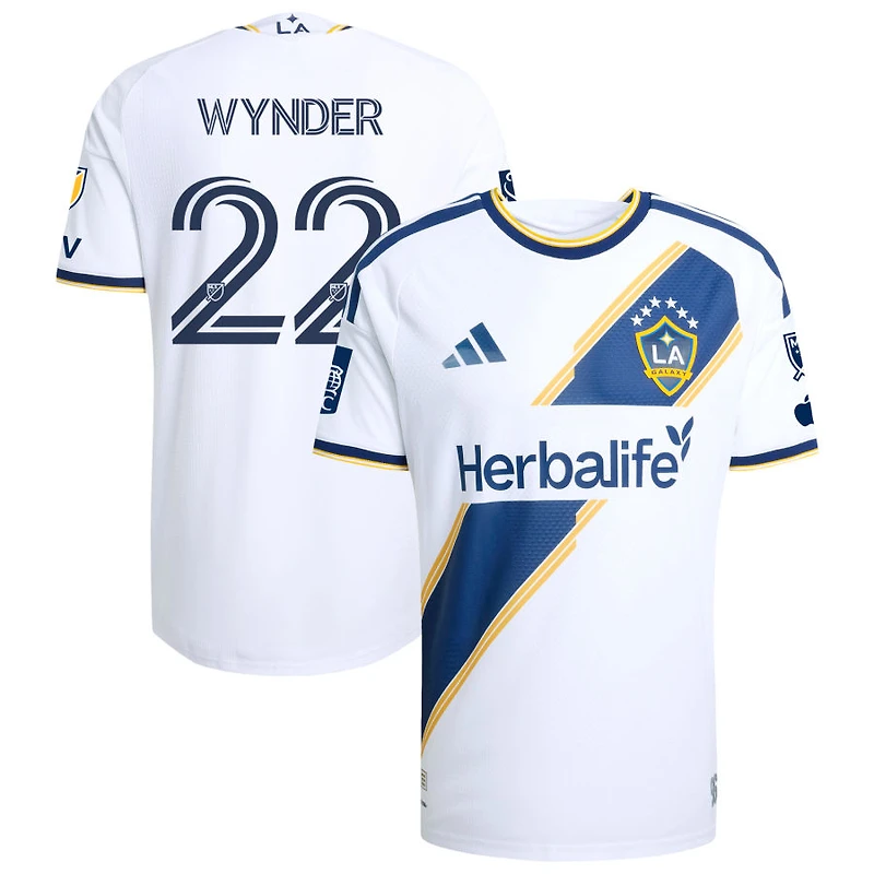 Elijah Wynder Men's adidas White LA Galaxy 2026 The VeloCITY Kit On-Field Authentic Patch Custom Jersey
