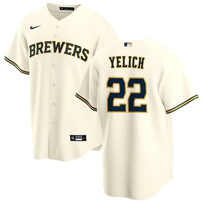 Christian Yelich Men's Nike Cream Milwaukee Brewers Home Replica Custom Jersey