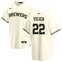 Christian Yelich Men's Nike Cream Milwaukee Brewers Home Replica Custom Jersey