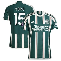 Leny Yoro Men's adidas  Green Manchester United 2023/24 Away Authentic Custom Jersey