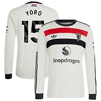 Leny Yoro Men's adidas Originals  Cream Manchester United 2024/25 Third Custom Replica Long Sleeve Jersey