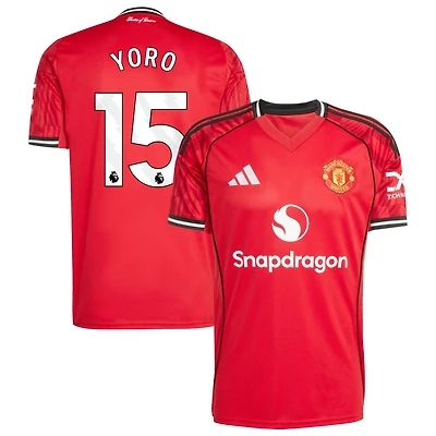 Leny Yoro Men's adidas Red Manchester United Home 2025/26 Custom Replica Jersey