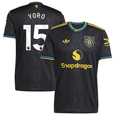 Leny Yoro Men's adidas Black Manchester United 2025/26 Third Replica Custom Jersey