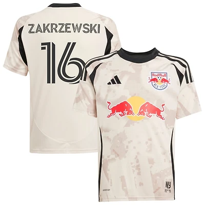 Julian Zakrzewski Youth adidas  Tan New York Red Bulls 2025 Stone Kit Replica Custom Jersey