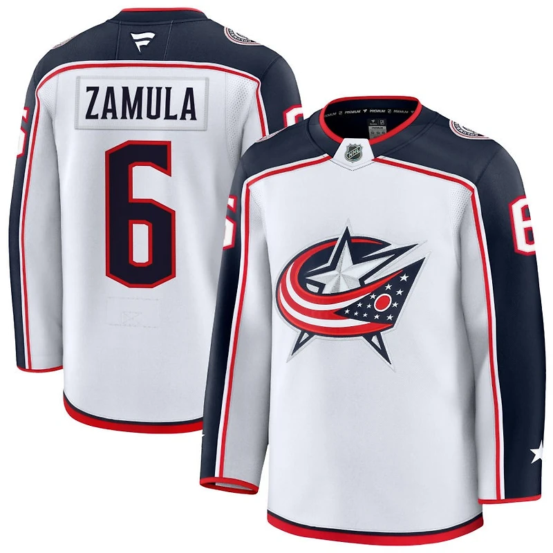 Egor Zamula Men's Fanatics White Columbus Blue Jackets Away Premium Custom Jersey