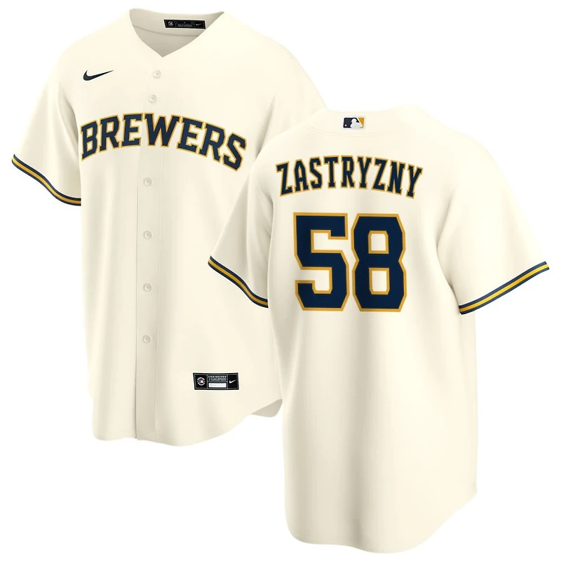 Rob Zastryzny Men's Nike Cream Milwaukee Brewers Home Replica Custom Jersey