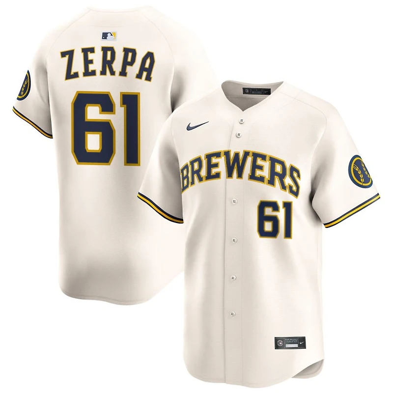 Angel Zerpa Men's Nike Cream Milwaukee Brewers Home Limited Custom Jersey
