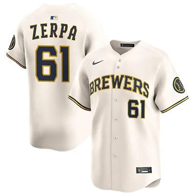 Angel Zerpa Men's Nike Cream Milwaukee Brewers Home Limited Custom Jersey