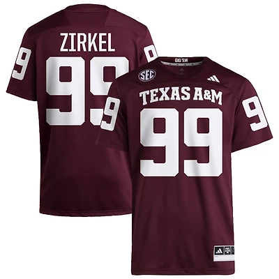 Jared Zirkel Men's adidas  Maroon Texas A&M Aggies NIL Pick-A-Player Home Premier Football Jersey
