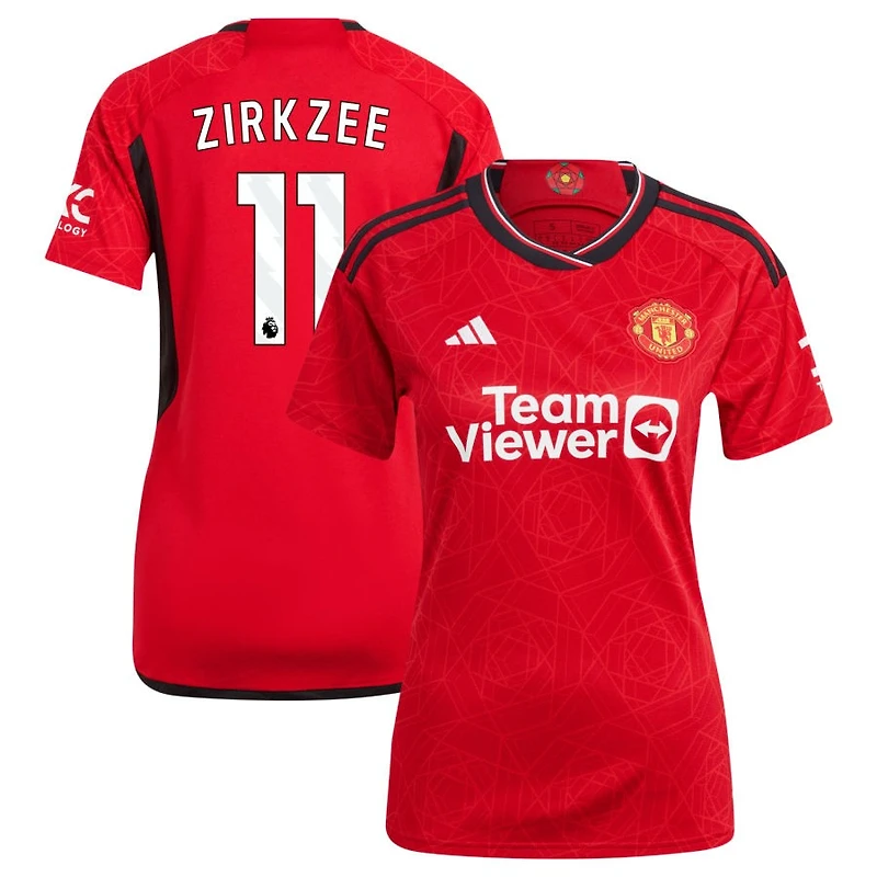 Joshua Zirkzee Women's adidas  Red Manchester United 2023/24 Home Replica Custom Jersey