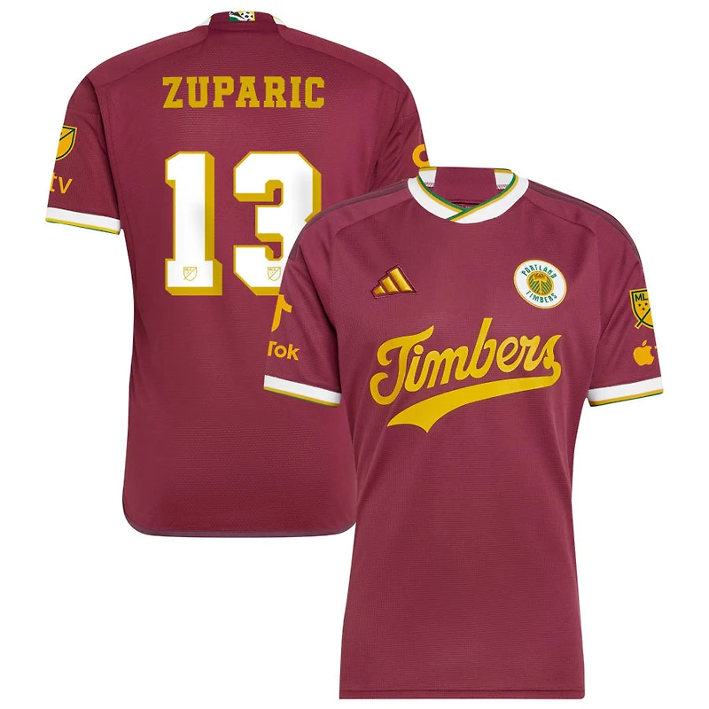 Dario Zuparic Men's adidas  Red Portland Timbers 2024 Archive Custom Authentic Jersey