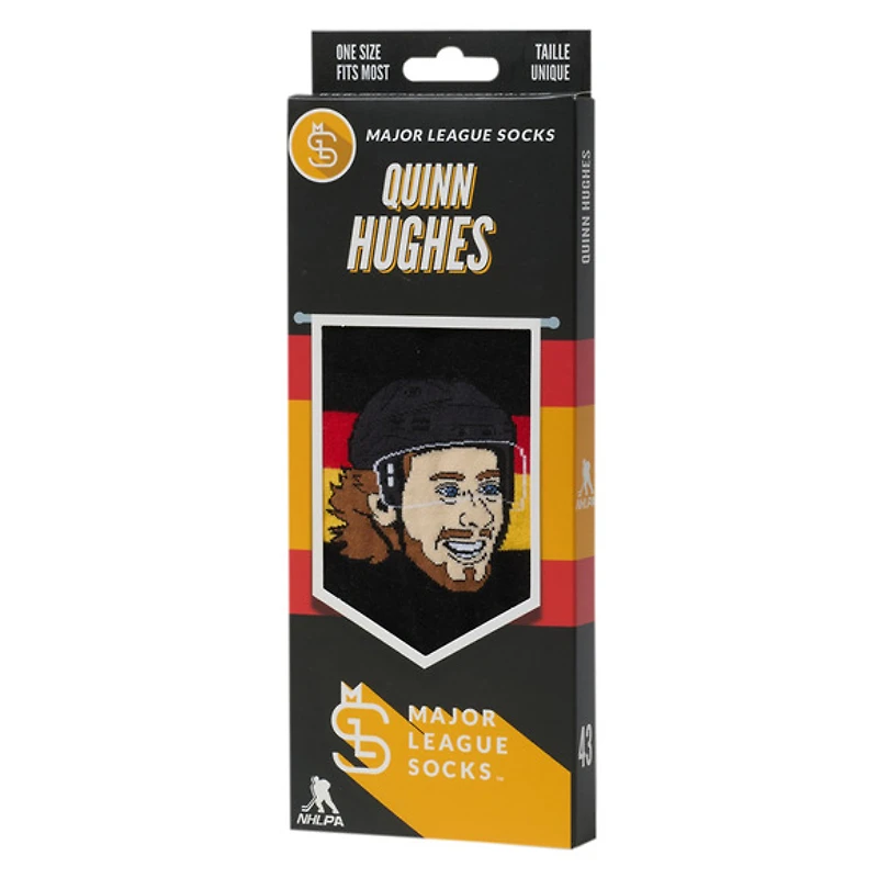 Quinn Hughes Canucks de Vancouver LNH - Chaussettes caricatures pour adulte