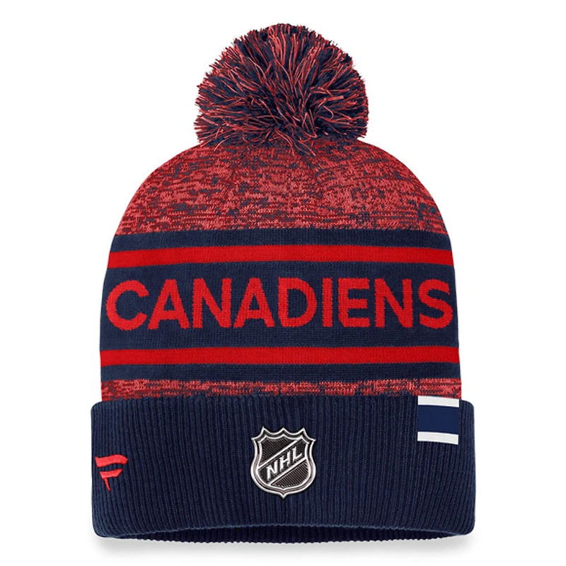 Authentic Pro Rink Heathered Knit - Tuque à revers avec pompon pour adulte
