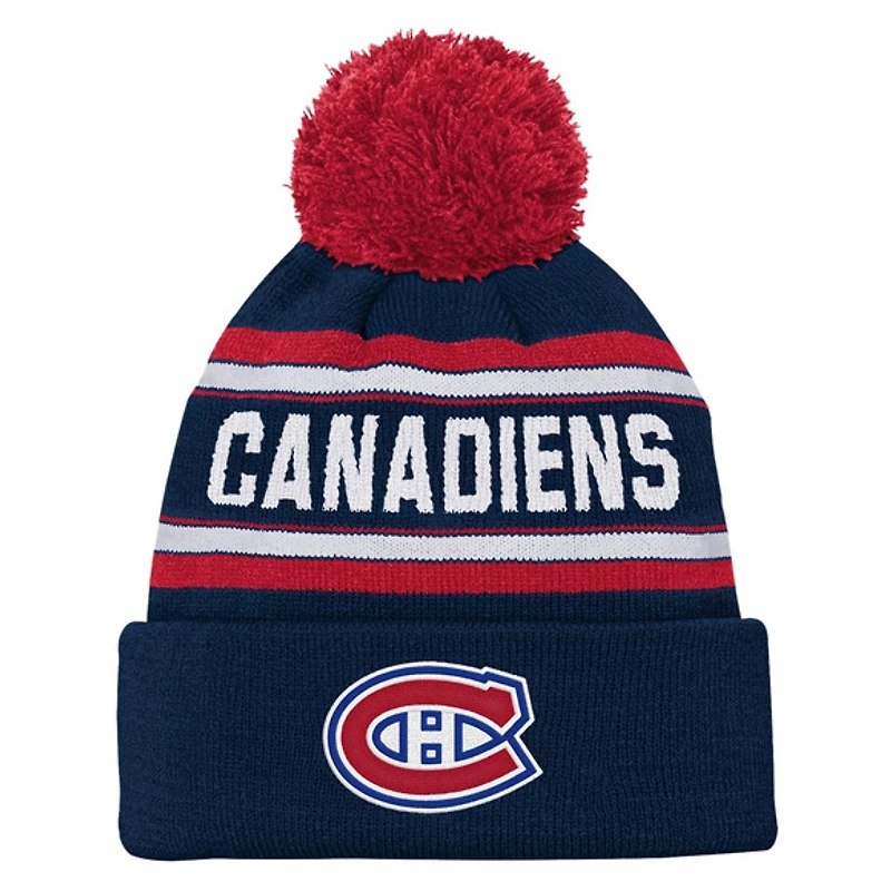 Jacquard Knit - Tuque à revers avec pompon pour junior