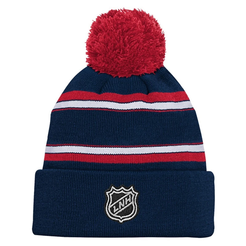 Jacquard Knit - Tuque à revers avec pompon pour junior