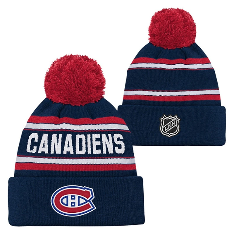 Jacquard Knit - Tuque à revers avec pompon pour junior