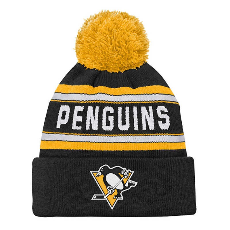 Jacquard Knit - Tuque à revers avec pompon pour junior