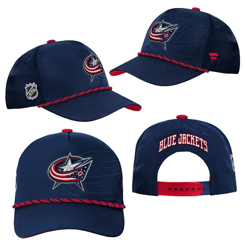 Authentic Pro 2026 Podium Blue Jackets de Columbus - Casquette ajustable pour junior