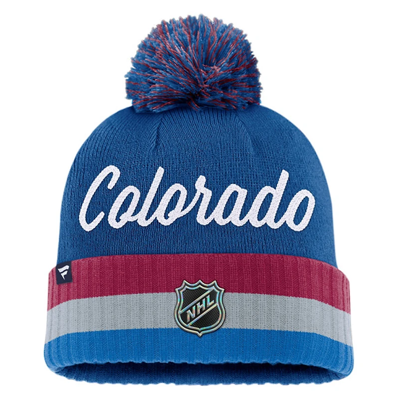 Draft 2026 Authentic Pro Avalanche du Colorado - Tuque à revers avec pompon pour adulte