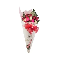 Long Stem Ecuadorian Roses Handpainted Decorative Cone