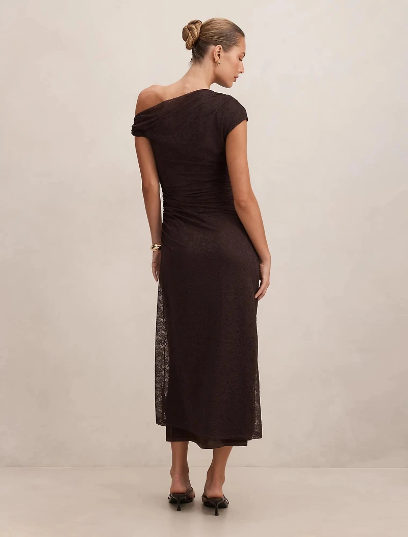 Paris Lace Asymmetric Midi Dress