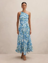 Connie Petite Ruched Asym Maxi