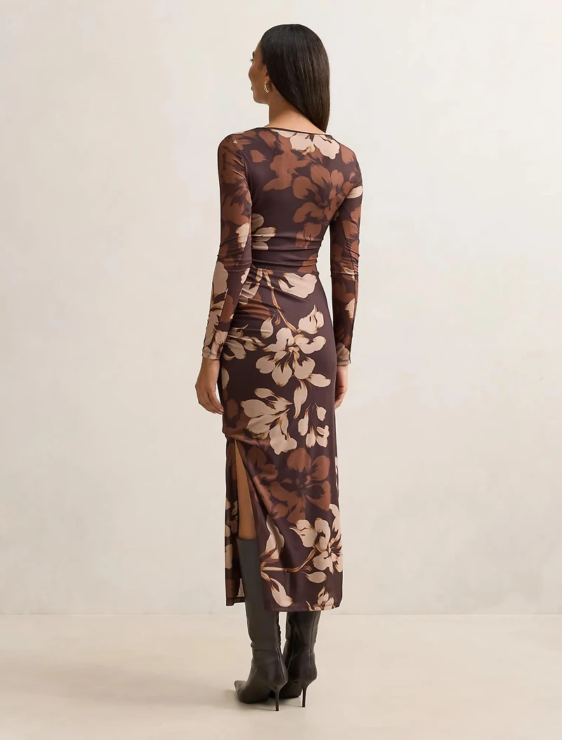 Alannah Mesh Long Sleeve Midi Dress