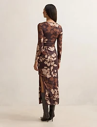 Alannah Mesh Long Sleeve Midi Dress